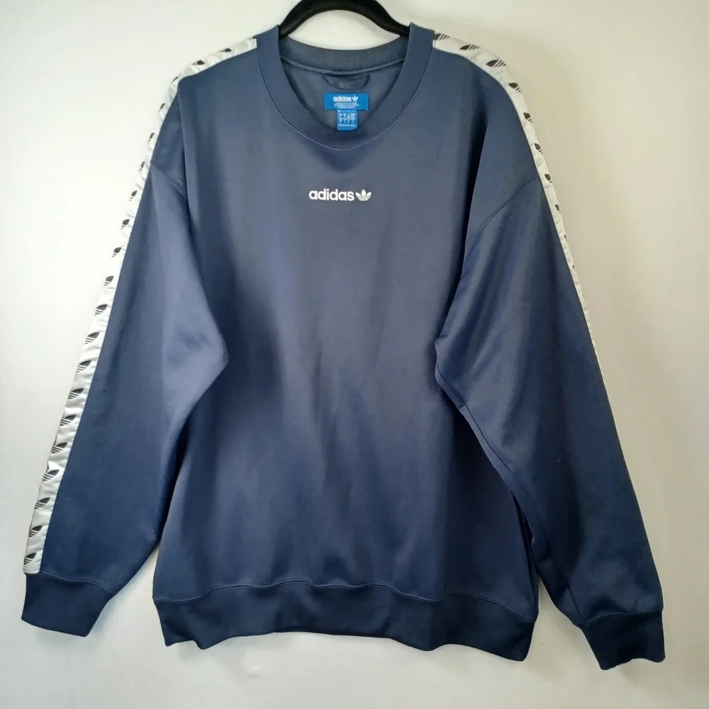 Adidas TNT Tape‎ Crew Sweatshirt Blue Mens Size Large Logo Trefoil
